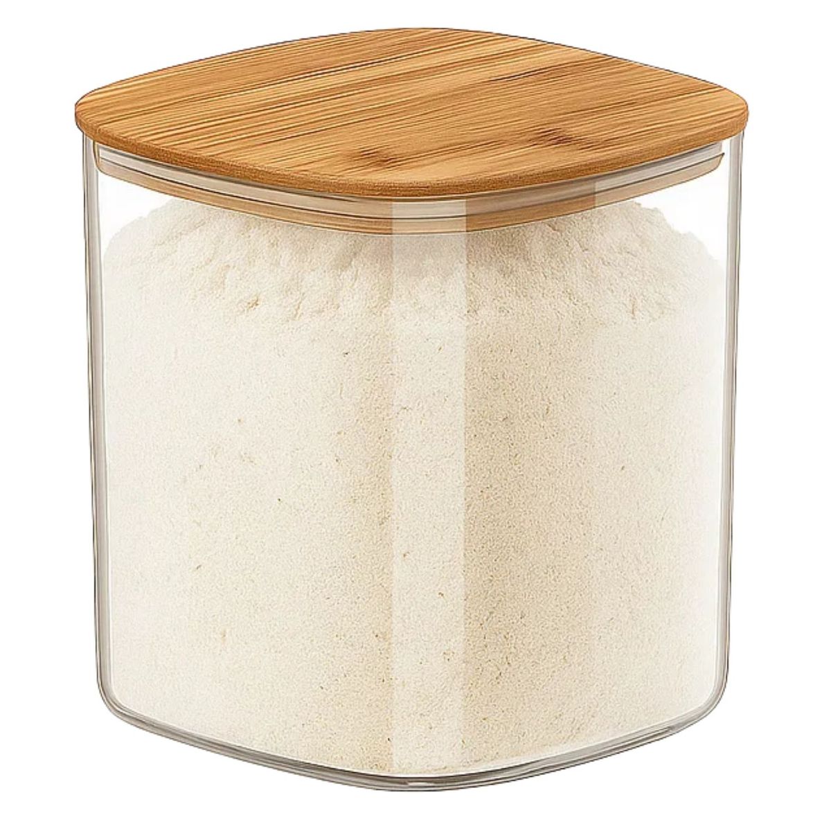 GENERICO - Frasco Tarro Hermetico Cuadrado 180mL Vidrio 6cm Tapa Bambú