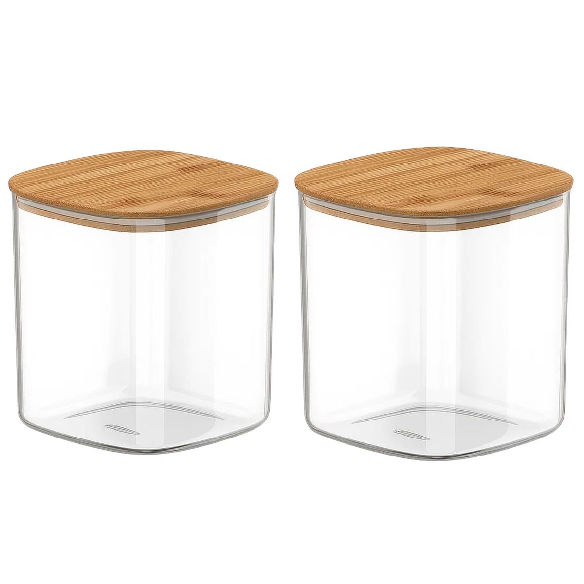GENERICO - Set 2 Frasco Hermetico Cuadrado 180mL Vidrio 6cm Tapa Bambú