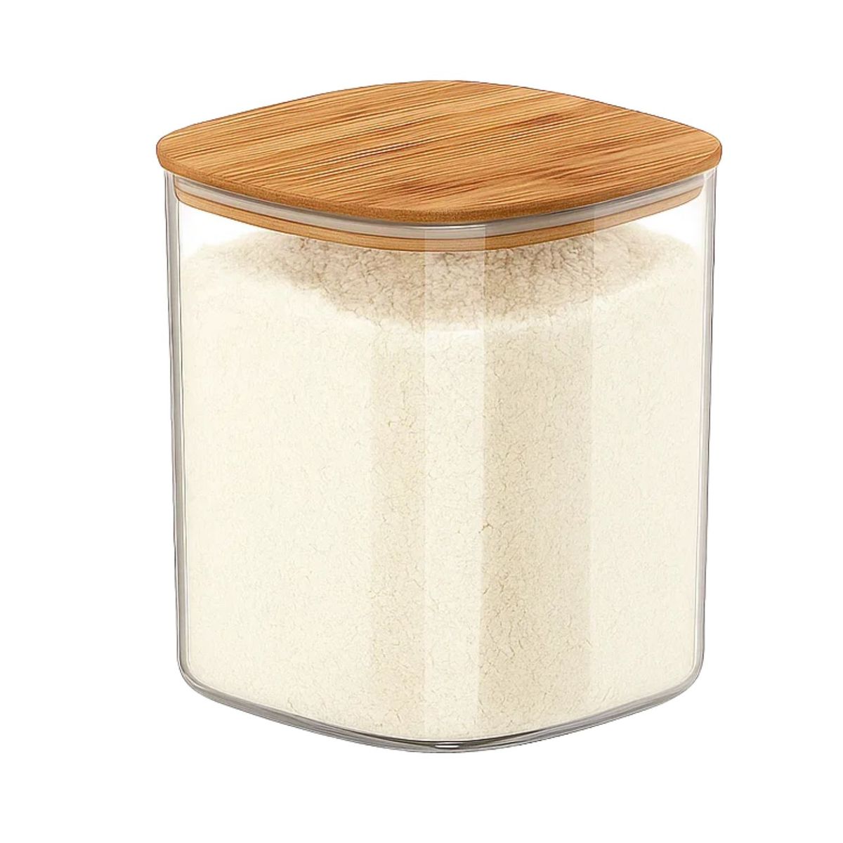 GENERICO - Set 2 Frasco Hermetico Cuadrado 180mL Vidrio 6cm Tapa Bambú