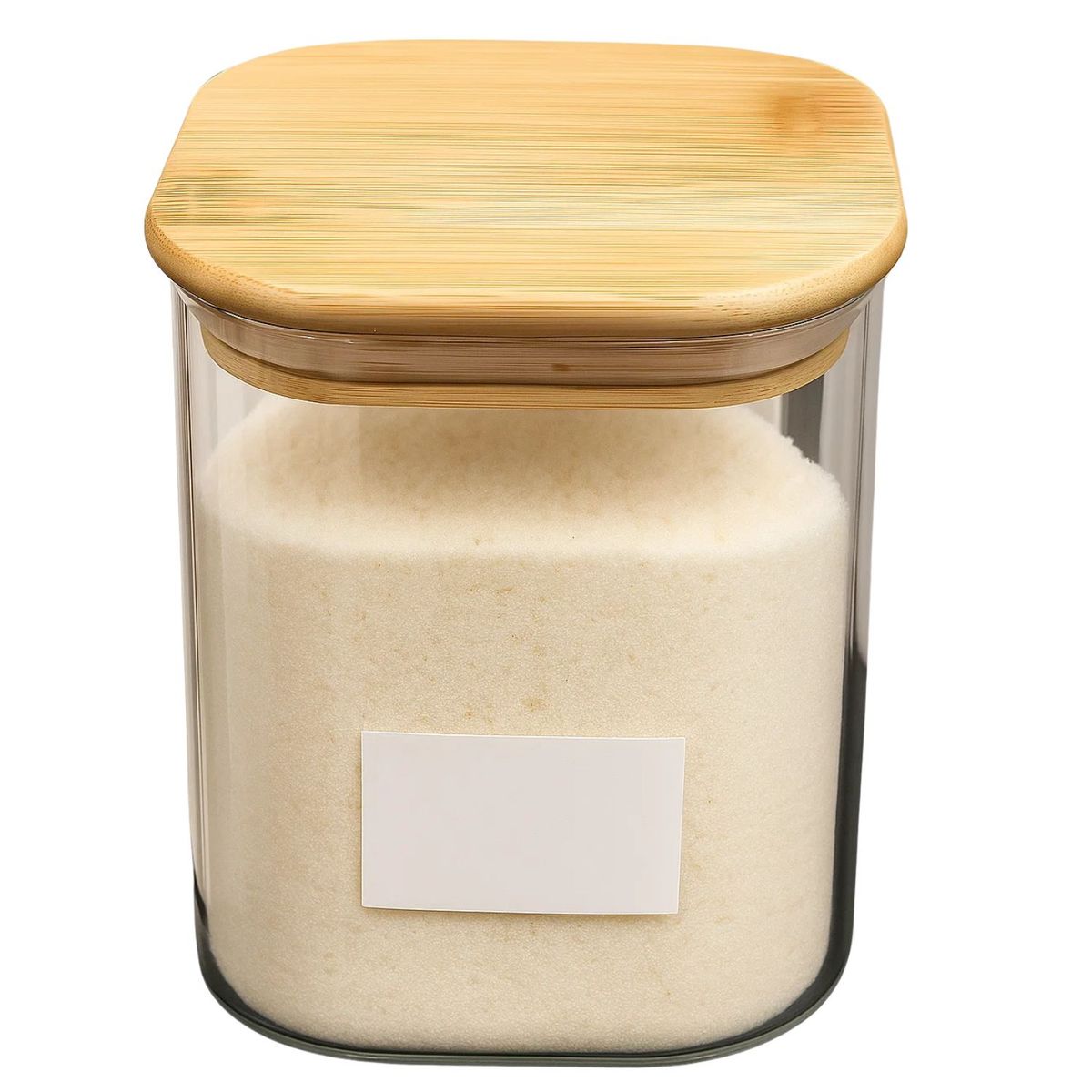 GENERICO - Frasco Hermetico Cuadrado 900mL Vidrio 10cm Con Tapa Bambú