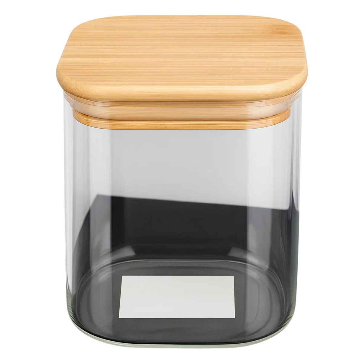 GENERICO - Frasco Hermetico Cuadrado 900mL Vidrio 10cm Con Tapa Bambú