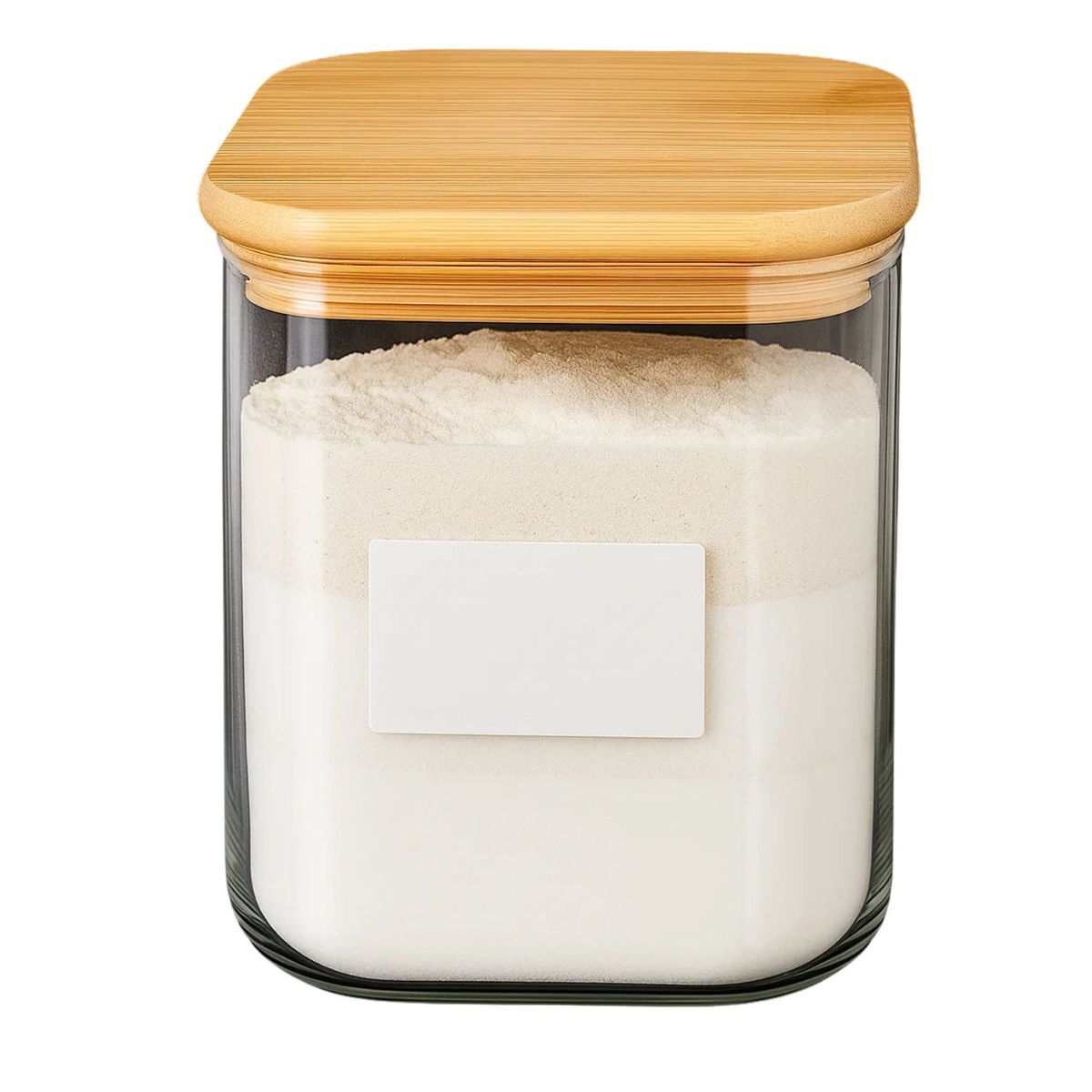 GENERICO - Set 2 Frascos Hermeticos Cuadrado 900mL Vidrio 10cm Tapa Bambú