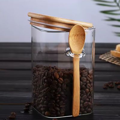 Imagen 2 del producto Frasco Contenedor Hermetico 700mL Vidrio 12cm Cuadrado Cuchara