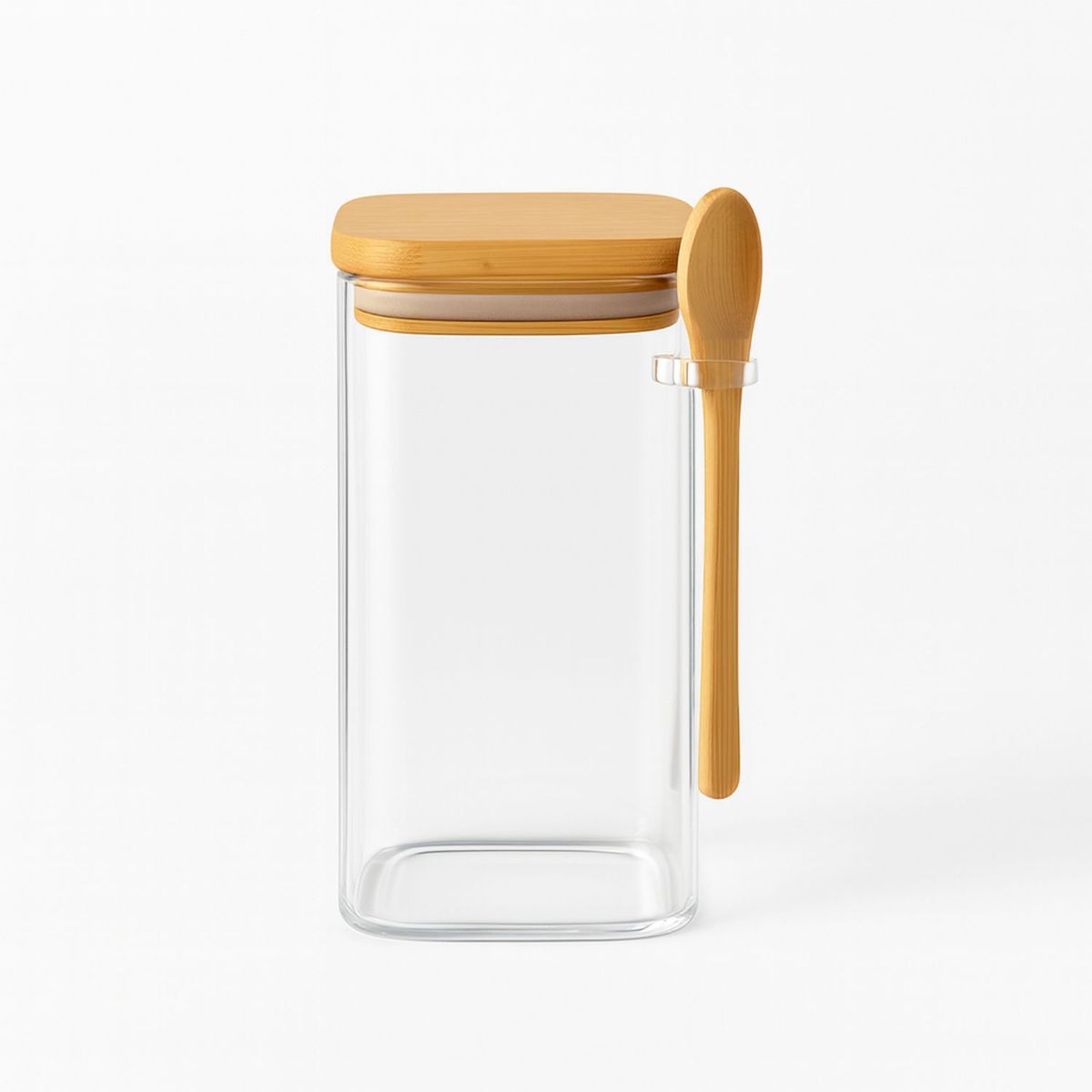 GENERICO - Frasco Contenedor Hermetico 900mL Vidrio 15cm Cuadrado Cuchara
