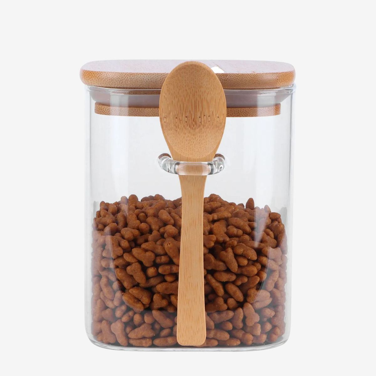 GENERICO - Set 3 Frasco Contenedor 1400mL 15cm Cuadrado Cuchara Bambú