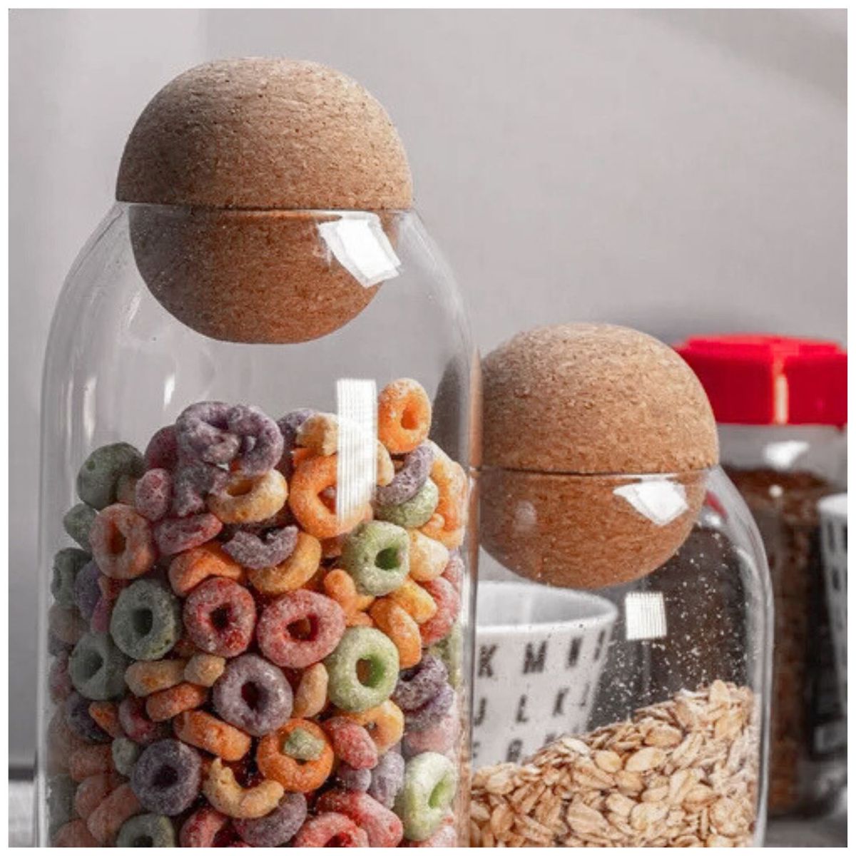 GENERICO - Set 2 Botellas Frascos Contenedor 570mL Vidrio 10cm Tapa