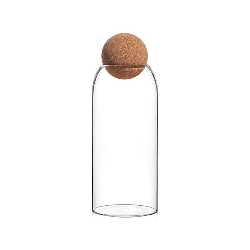 GENERICO - Botella Frasco Contenedor 1200mL Vidrio 20cm Con Tapa Corcho