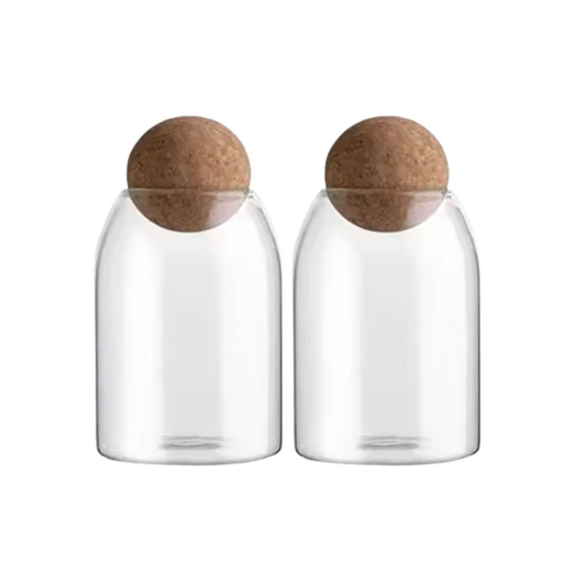 GENERICO - Set 2 Botellas Frascos Contenedor 880mL Vidrio 15cm Tapa Corcho