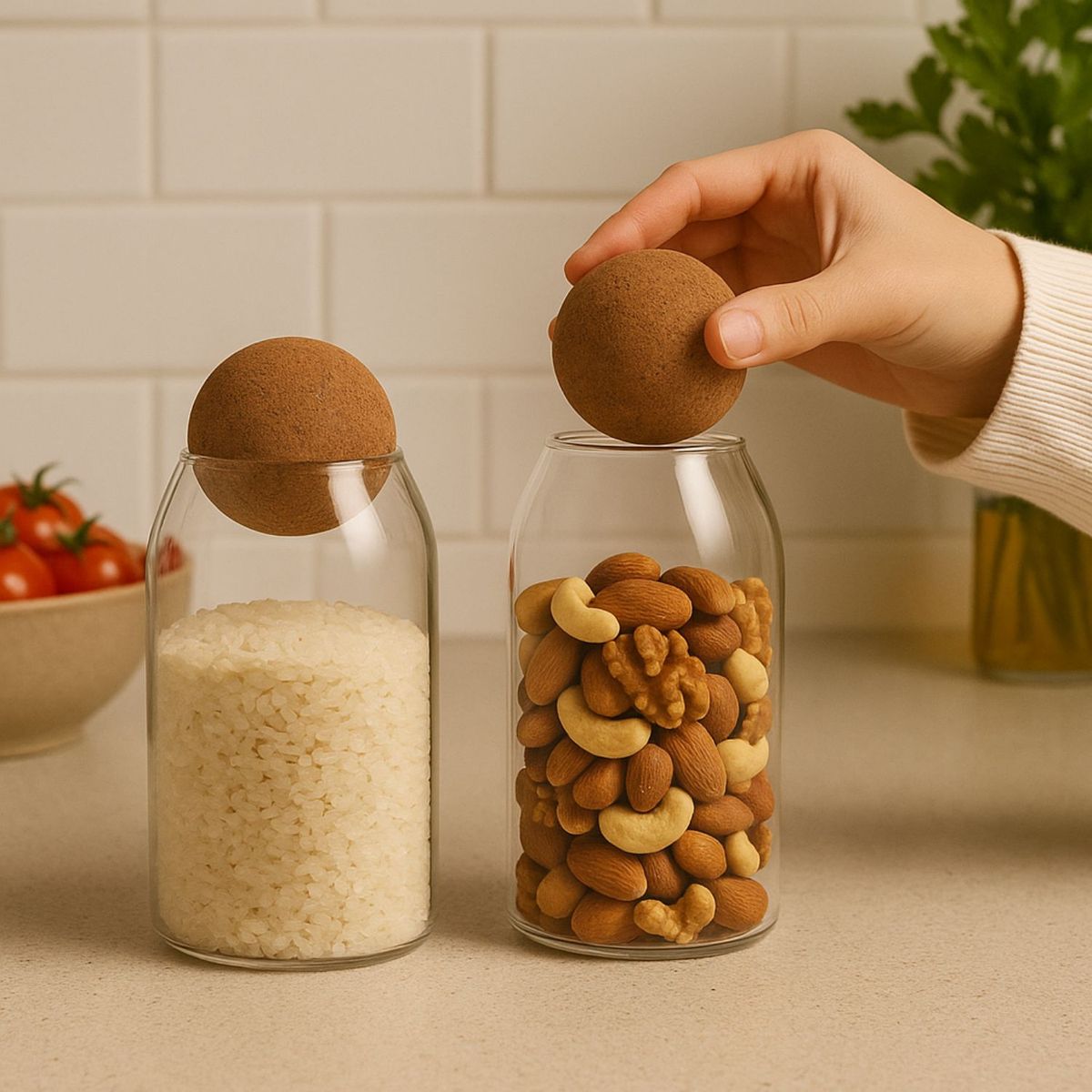 GENERICO - Set 2 Botellas Frascos Contenedor 880mL Vidrio 15cm Tapa Corcho