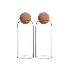 GENERICO - Set 2 Botellas Frascos Contenedor 1500mL Vidrio 25cm Tapa