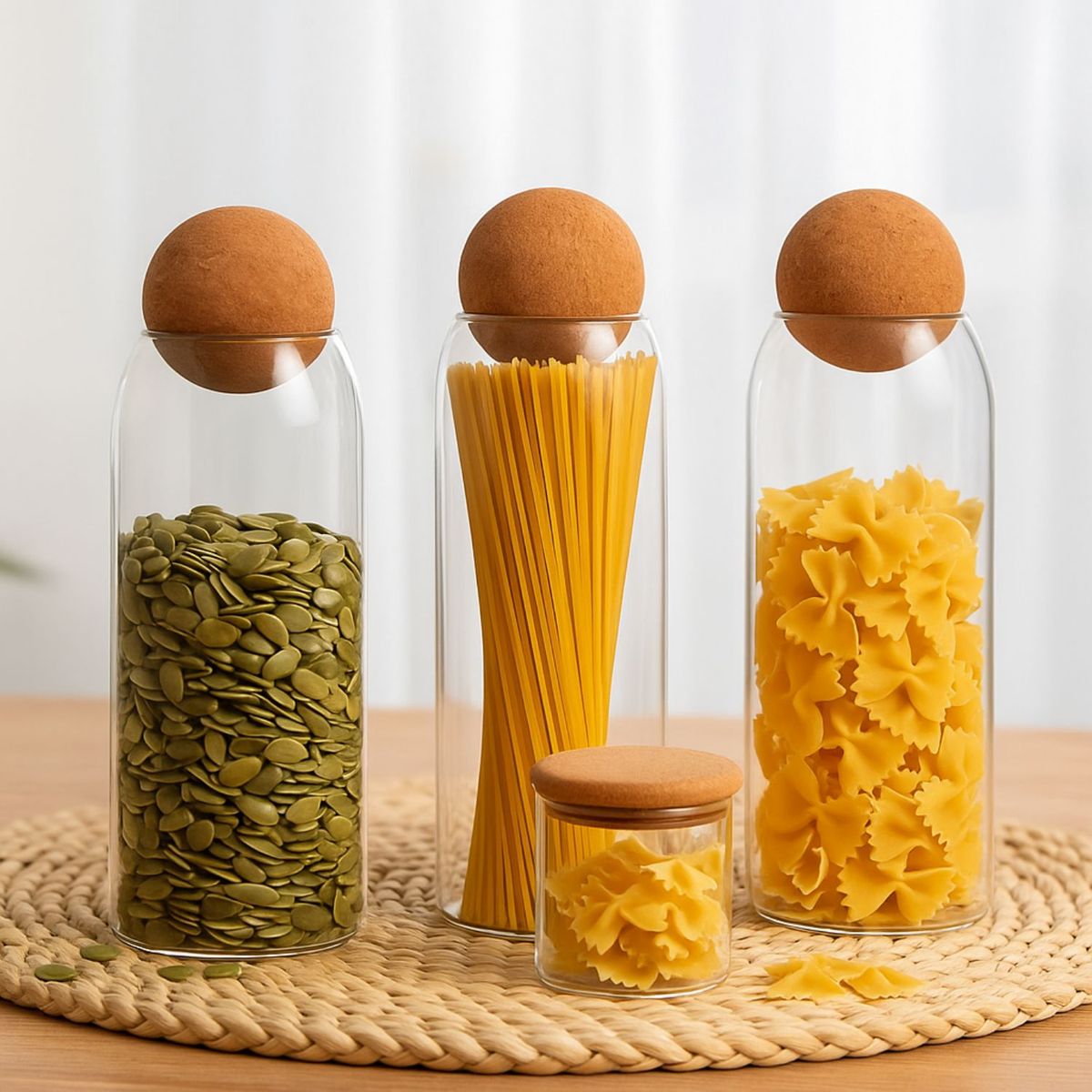 GENERICO - Set 3 Botellas Frascos Contenedor 1500mL Vidrio 25cm Tapa