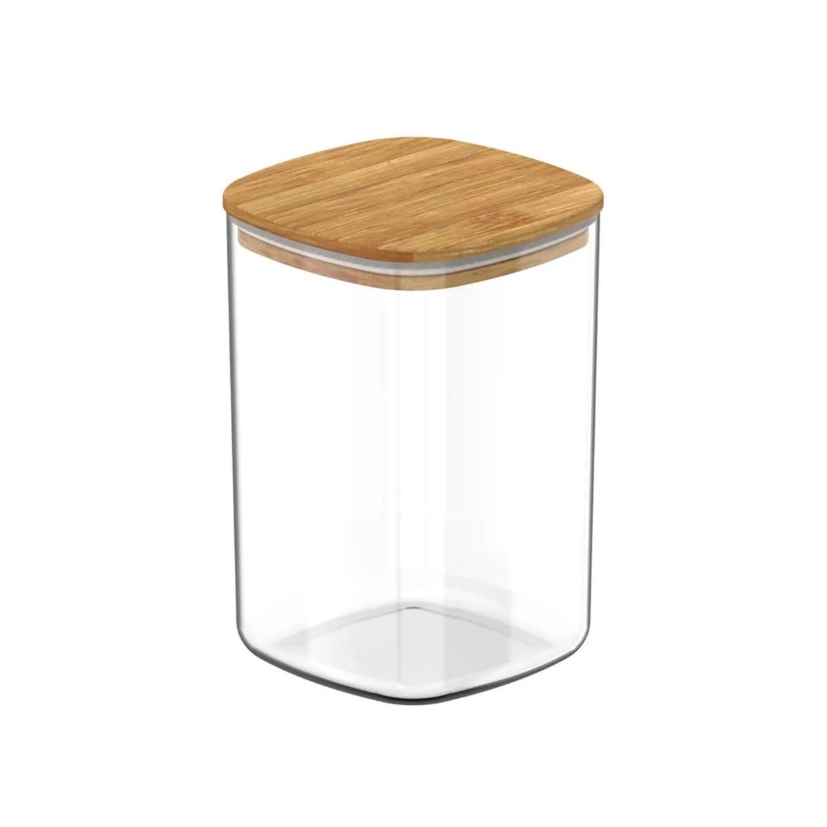 GENERICO - Frasco Tarro Hermetico Cuadrado 400mL Vidrio 12cm Tapa Bambú