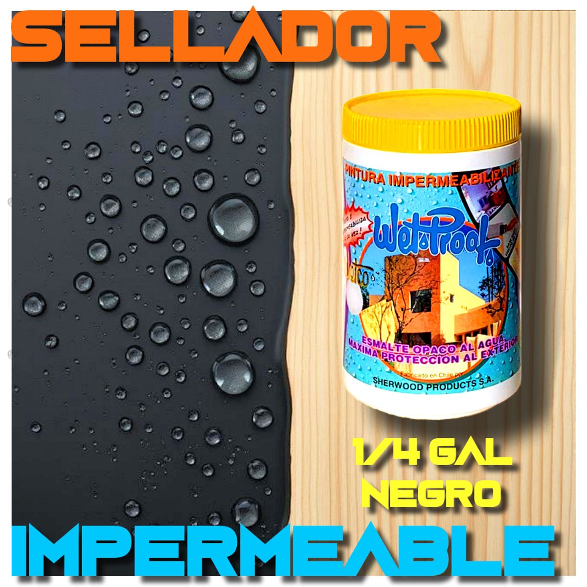 WETPROOF - SELLADOR PARA MADERA EXTERIOR IMPERMEABILIZANTE NEGRO AL AGUA WETCO® 1-4 GAL