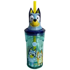 INTEK GAMES - Botella Vaso toma jugo con bombilla de bluey y Bingo