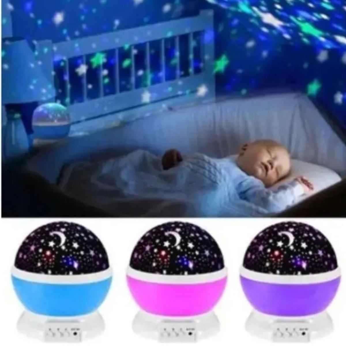 MOVI - Lampara Led Espanta cucos Proyector Luz Estrellas Mesa Niños