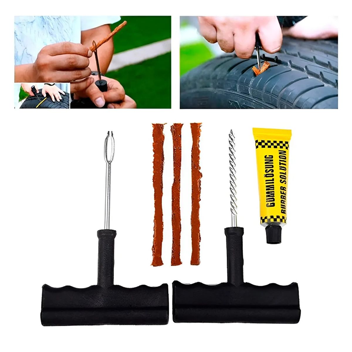GENERICO - Kit Reparacion Pinchazos Llanta Neumático Automovil Moto