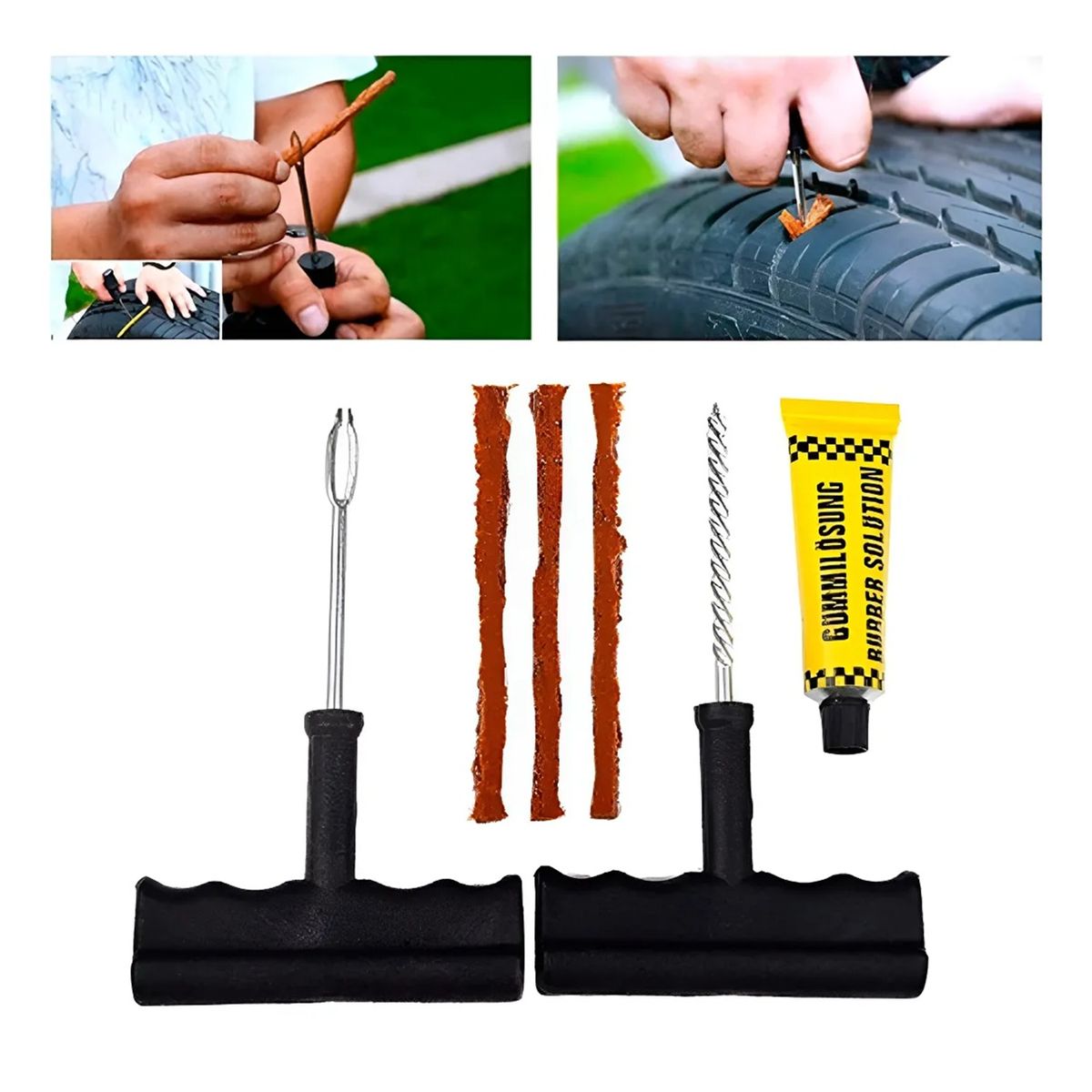 GENERICO - Kit Reparacion Pinchazos Llanta Neumático Automovil Moto