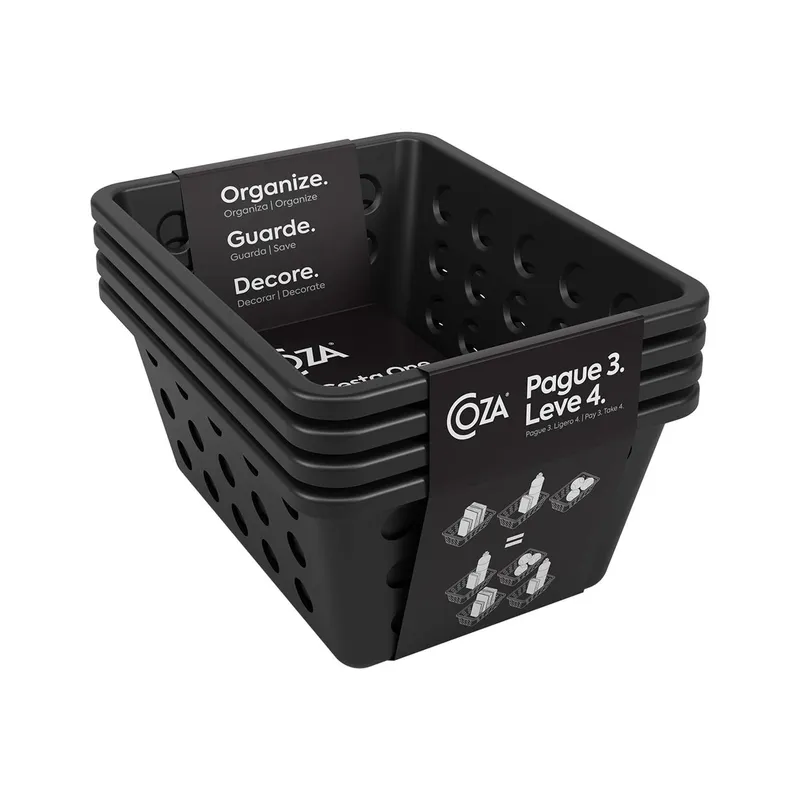 COZA - Set de Cestas Organizadoras Pequeñas One 4 Piezas Negro 