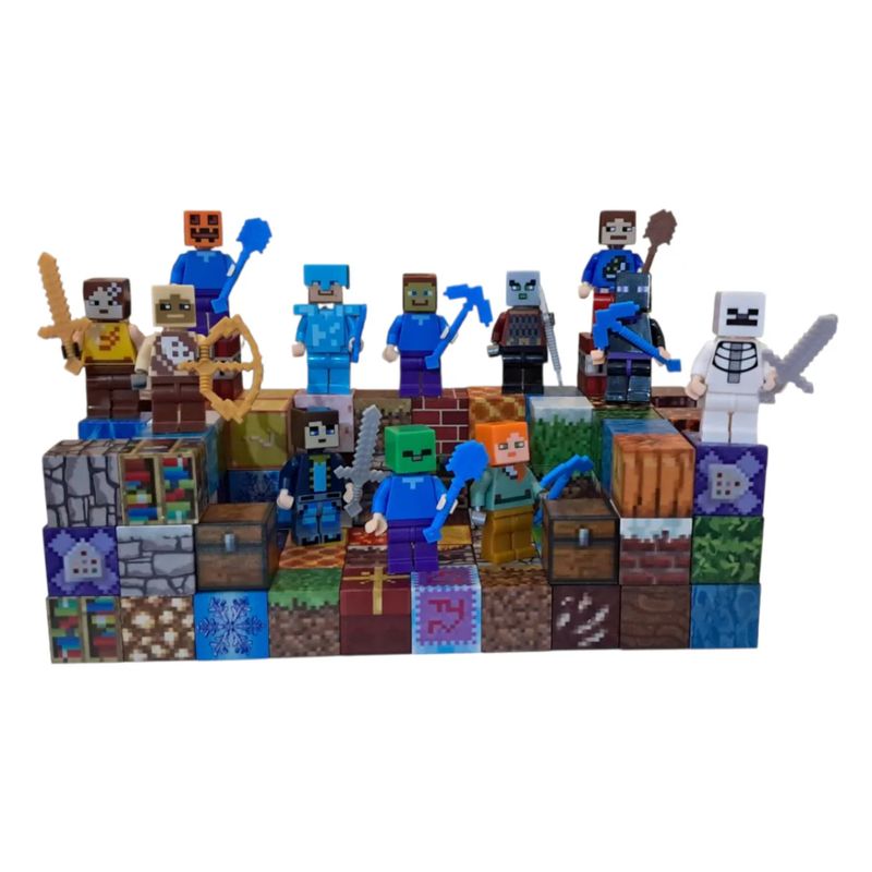 GENERICO - Bloques Magnéticos 220 pzas + 2 figuras al azar minecraft