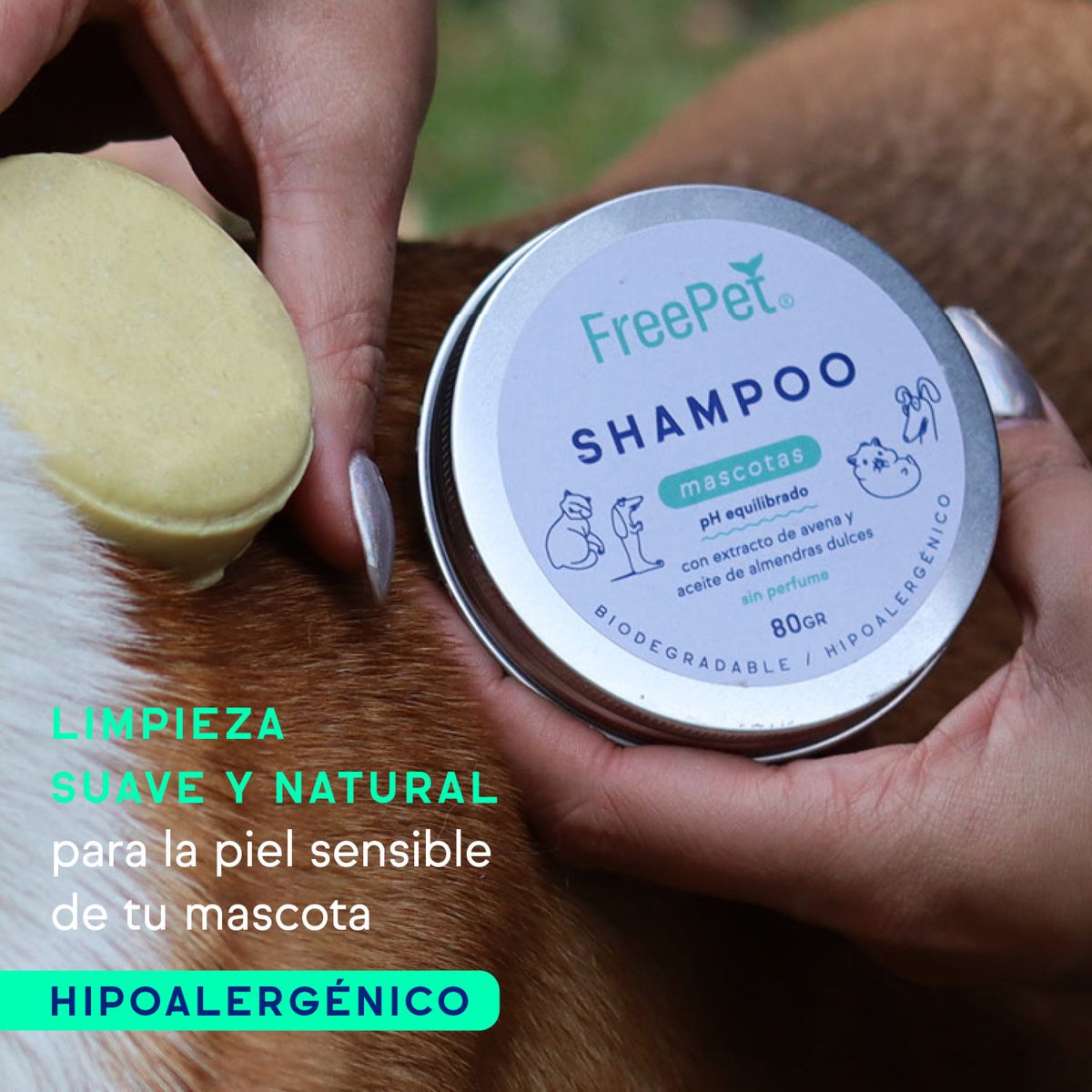 FREEMET - Shampoo Hipoalergénico Sólido En Barra Para Mascotas Freemet Ecológico