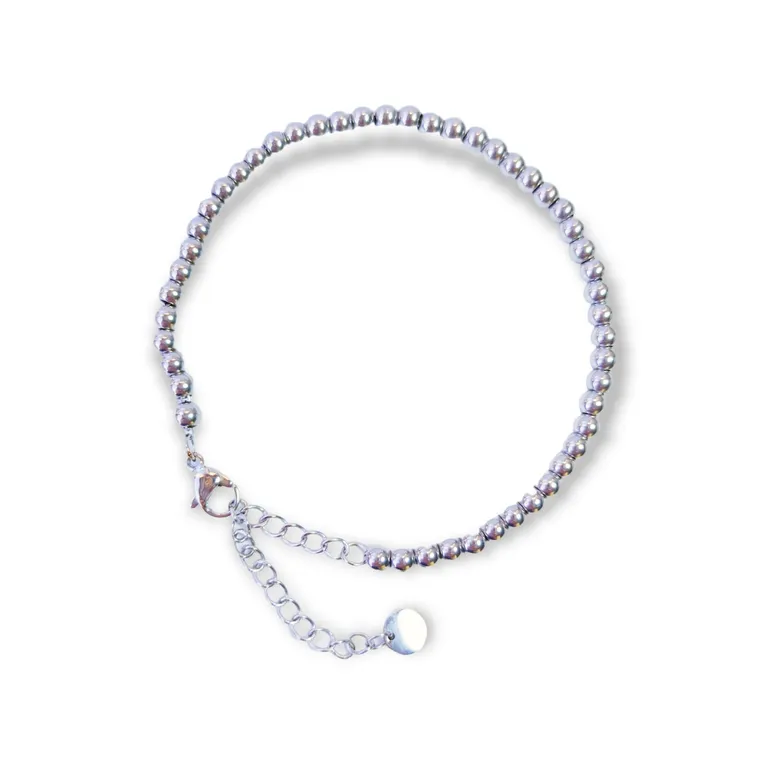 Pulsera Esfera 3mm Brazalete ajustable plateada unisex hipoalergenico Plateado TALLA UNICA