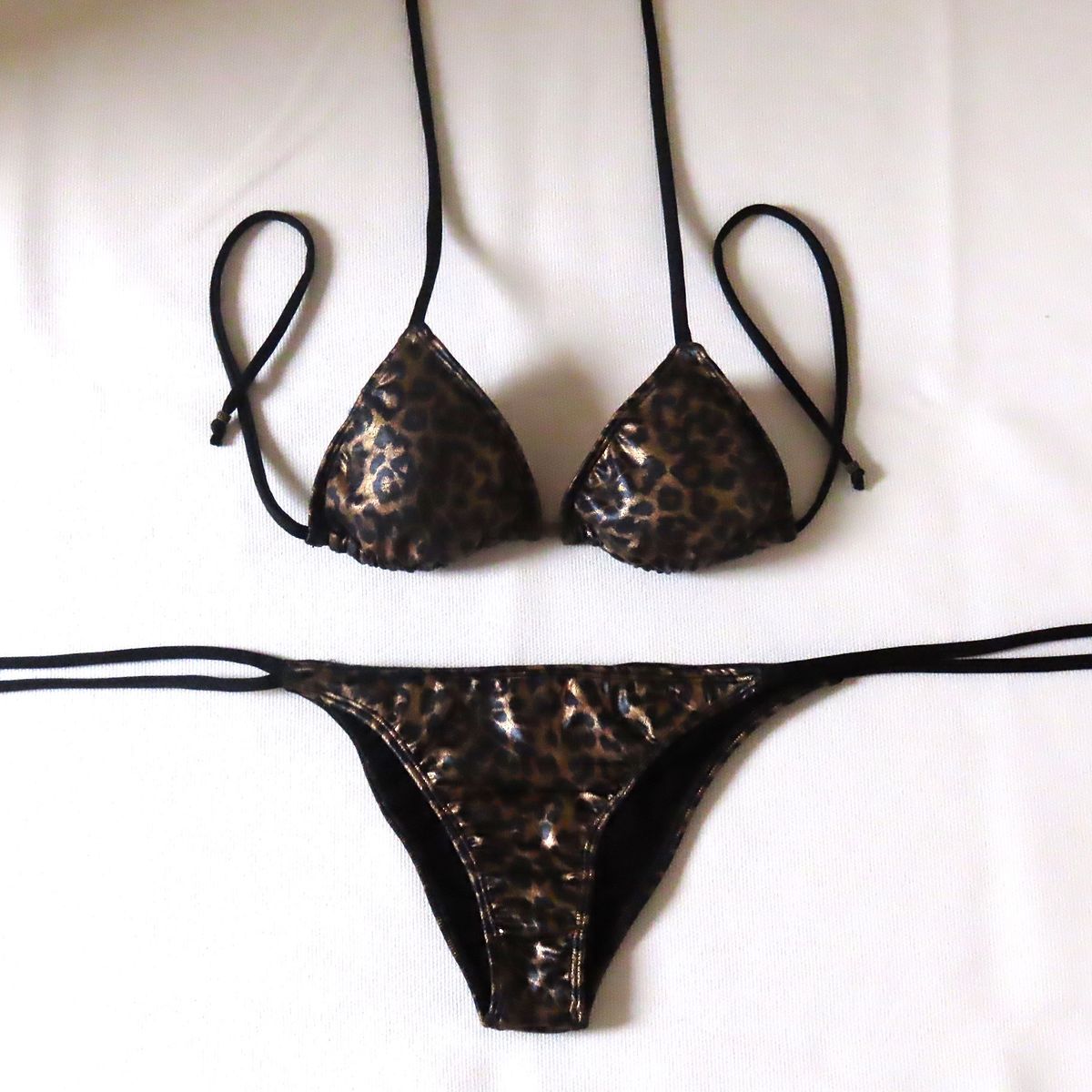 CREA PRINT - Traje de baño Bikini mujer Mod CHOCOLATE Top de Triángulos y Bottoms de tiras