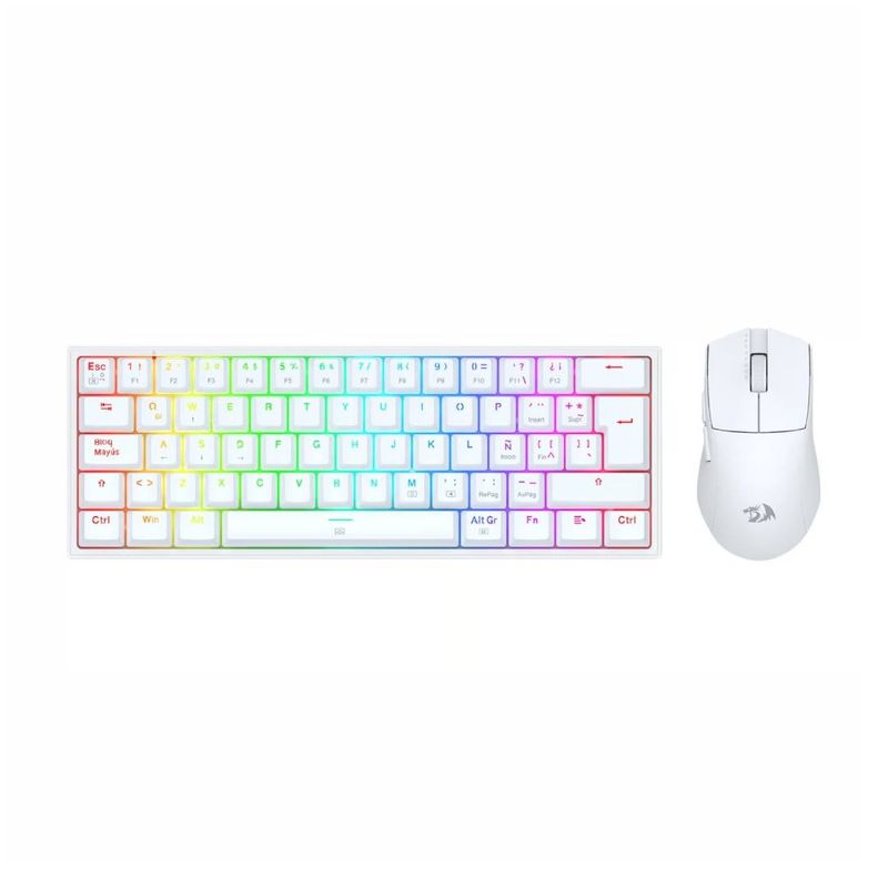 REDRAGON - Kit de Teclado y Mouse Redragon k617RGB SP M724 Blanco S143W