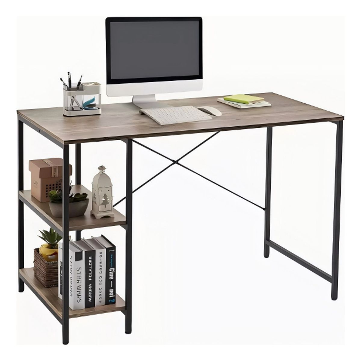 ANYHOGAR - Escritorio De Metal Con Estantes