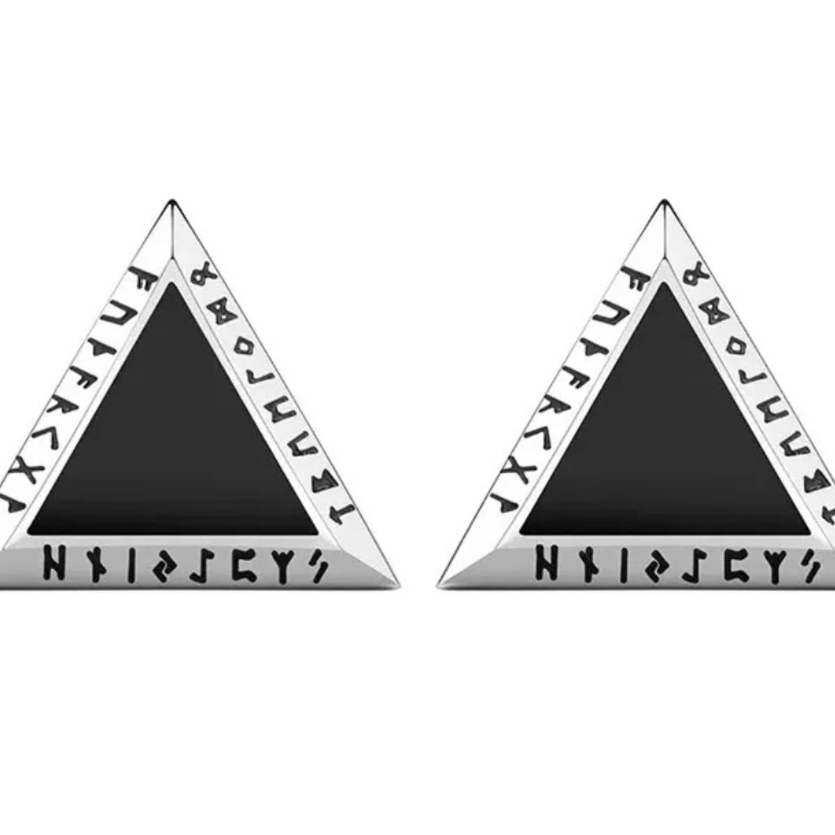 GENERICO - Aros Vikingos Punk Silver Triangulo Runas Vikingas Hombre Mujer