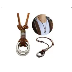 GENERICO - Collar De Cuero Aro Hombre Mujer Moda Royal Madriz