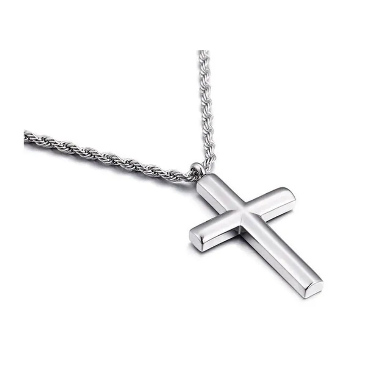 GENERICO - Collar Cruz Silver 1 Hombres Caballeros Moda Masculina Royal Madriz