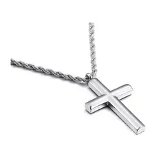 GENERICO - Collar Cruz Silver 1 Hombres Caballeros Moda Masculina Royal Madriz