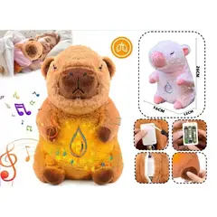 GENERICO - Peluche Capybara Interactivo con Respiración y Música Rosado
