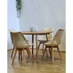CORI CORI - Comedor Mesa Expandible 100-140-180cm + 4 Sillas Tulip Beige