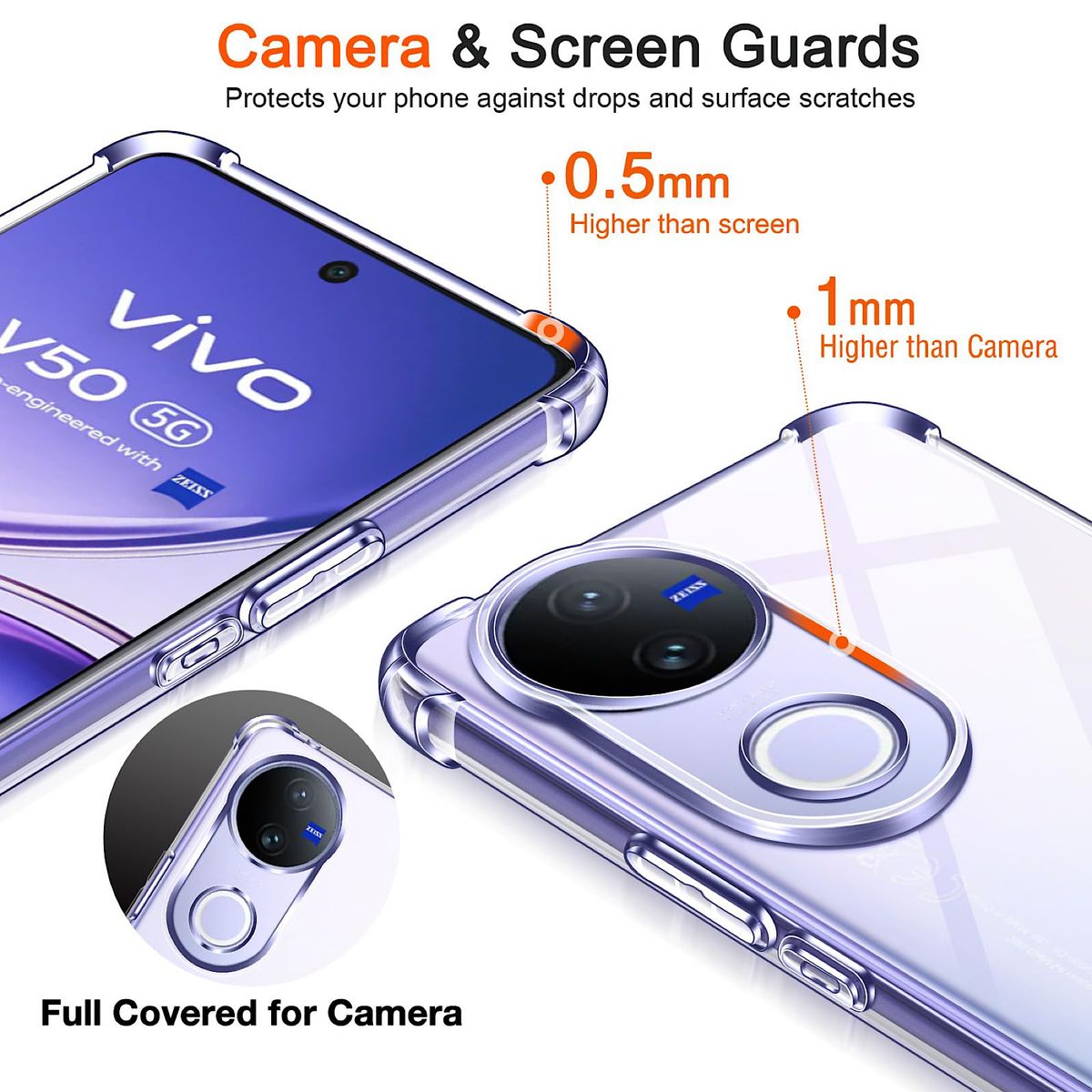 GENERICO - Carcasa Transparente Reforzada Para Vivo V50 5G