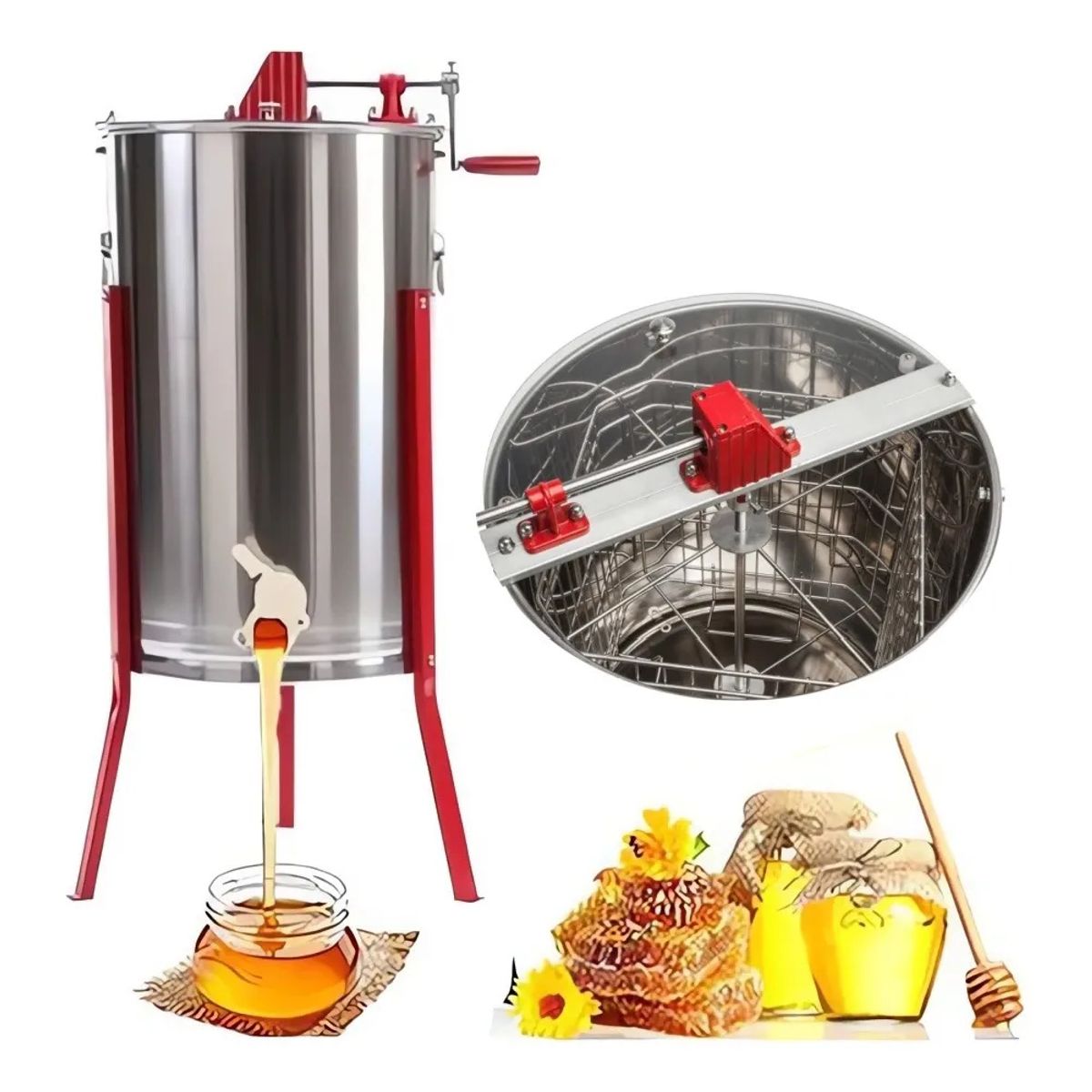 KUANGYE - Centrifugadora Miel Extractor Manual Apicultura Abejas 4 Marcos