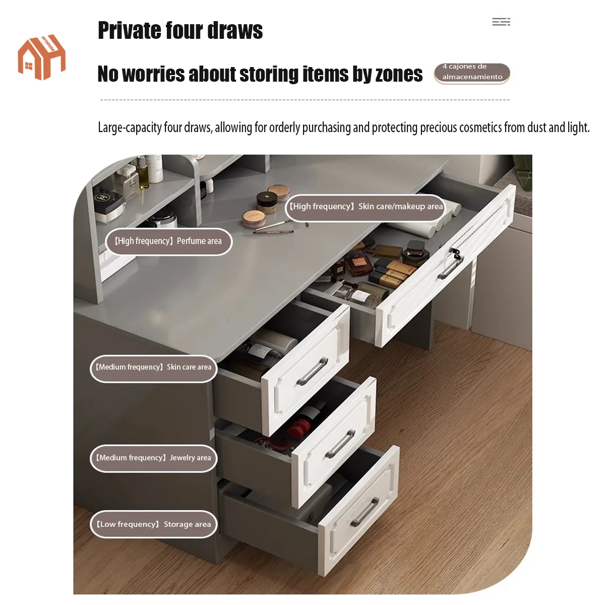 ANYHOGAR - Espejo Escritorio Vanity