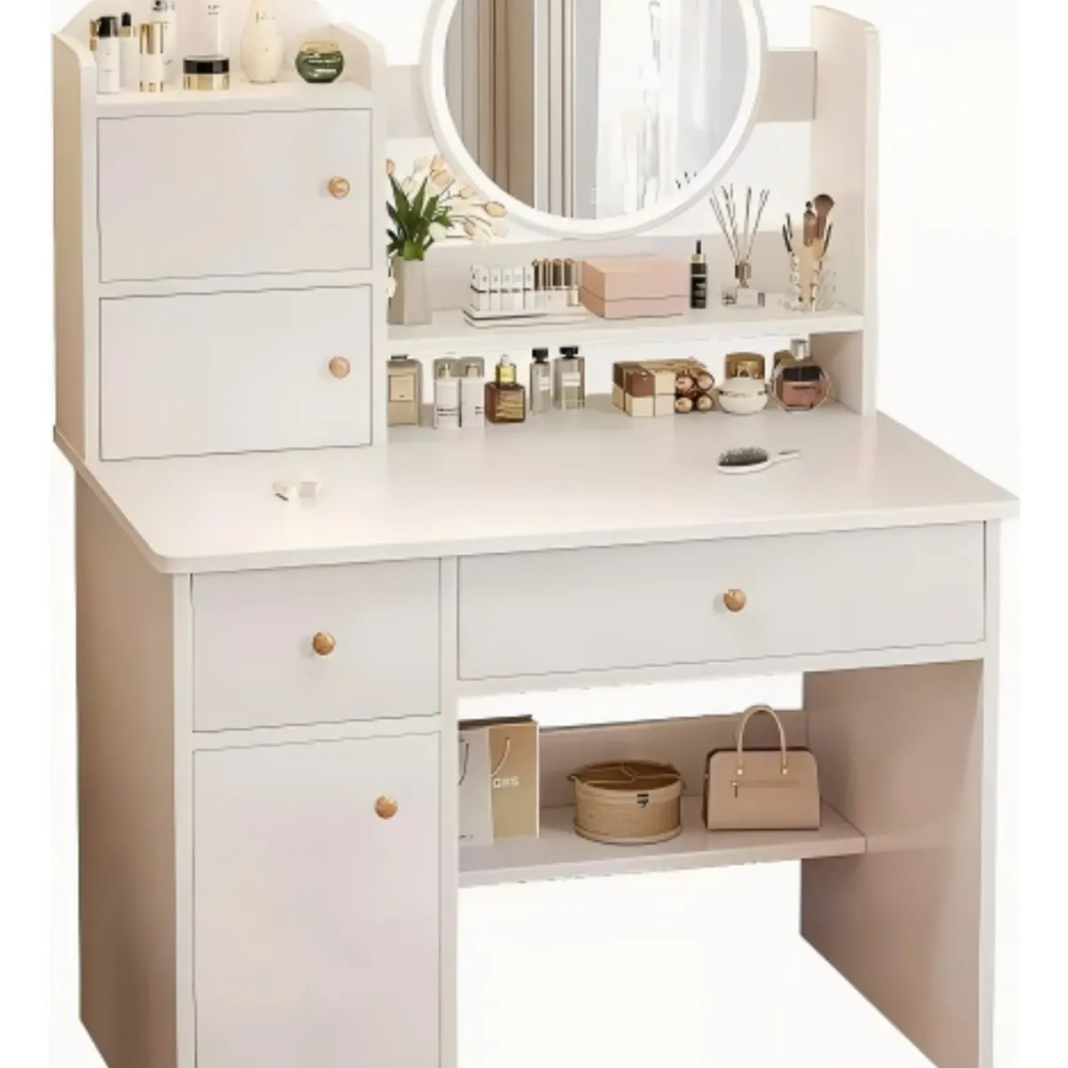 ANYHOGAR - Tocador Multifuncional Con Espejo Led Con Cajas sólo Mesa