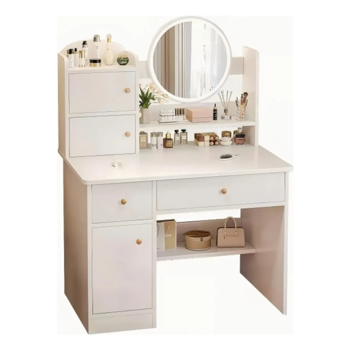 ANYHOGAR - Tocador Multifuncional Con Espejo Led Con Cajas sólo Mesa