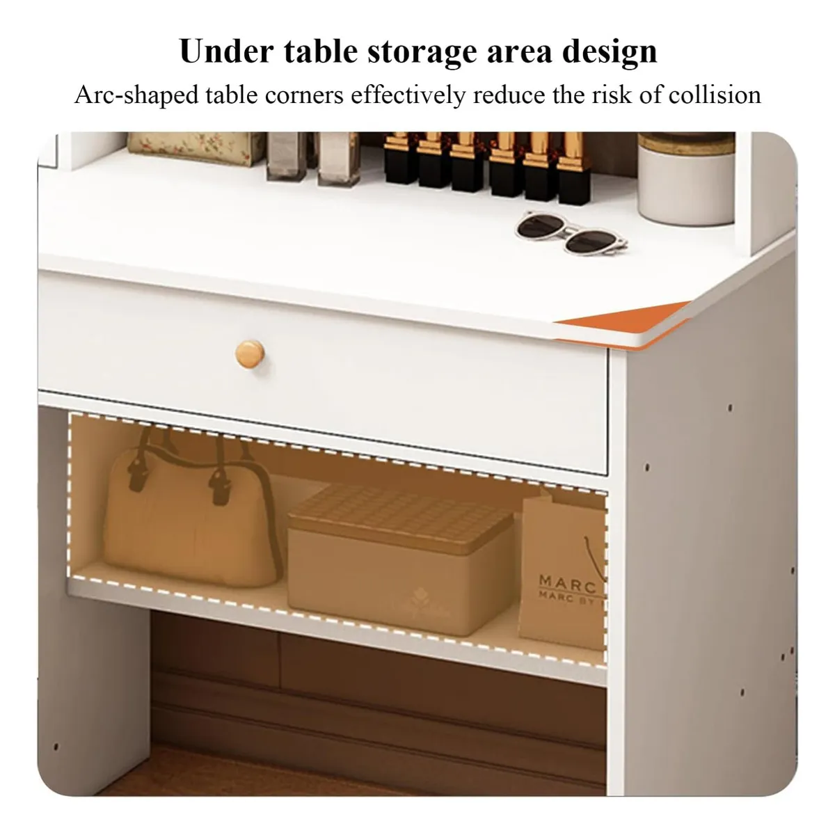 ANYHOGAR - Tocador Multifuncional Con Espejo Led Con Cajas sólo Mesa