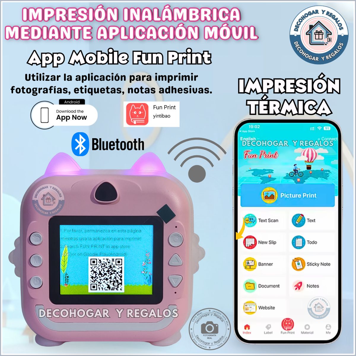 GENERICO - Cámara Digital Impresión Térmica Con Bluetooth Para Niños