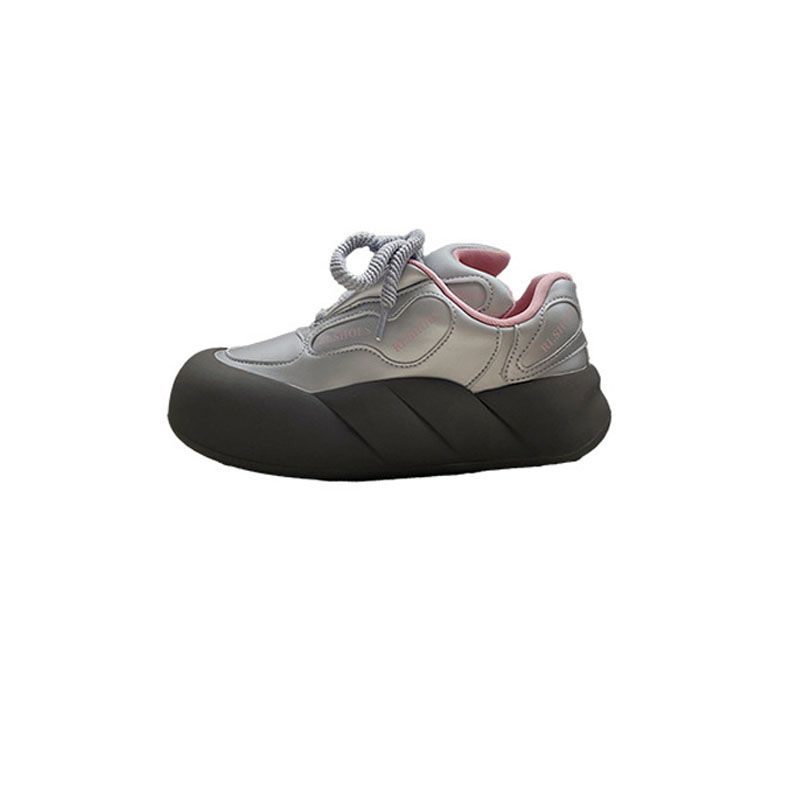 DANWEILE - Zapatillas casuales de suela gruesa para mujer Plateado