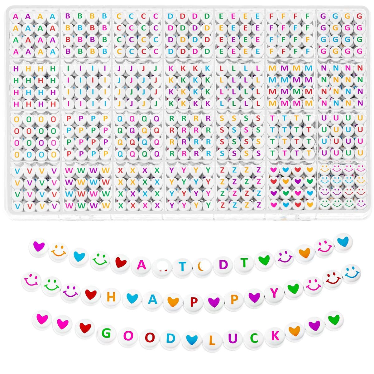 KUANGYE - 1400 Pzs Cuentas Para Pulseras De Acrílico Letras Pulseras