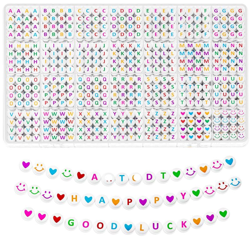 KUANGYE - 1400 Pzs Cuentas Para Pulseras De Acrílico Letras Pulseras