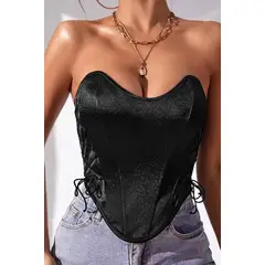 LOOK SHOP - Corset Top Satinado Ajustable, Realza Busto Y Cintura. Sexy 005