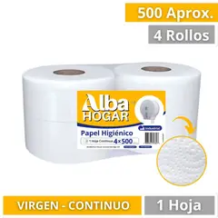 GENERICO - Papel Higiénico Industrial Alba Hogar Jumbo Suave 4 x 500 Aprox.
