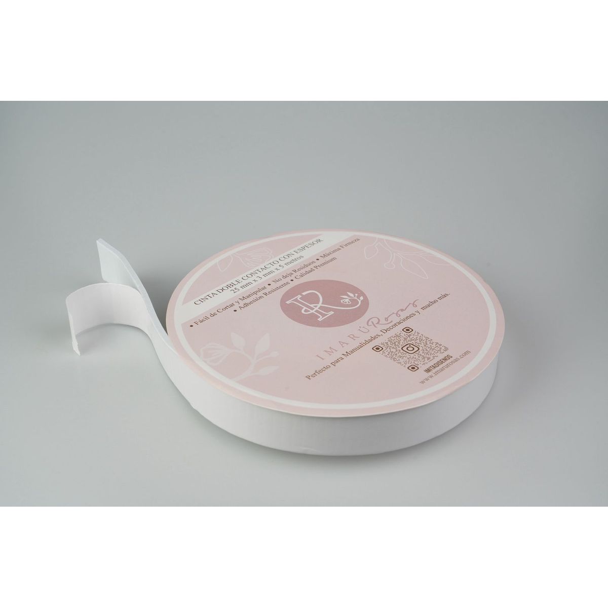 IMARU ROSAS - Cinta Adhesiva Doble Cara Blanca Para Papelería 2mm Espesor