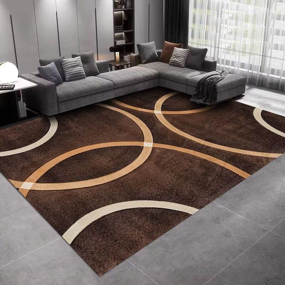 GENERICO - ALFOMBRA GRANDE 200X240 CASA MIO CAFE DISEÑO ONDAS