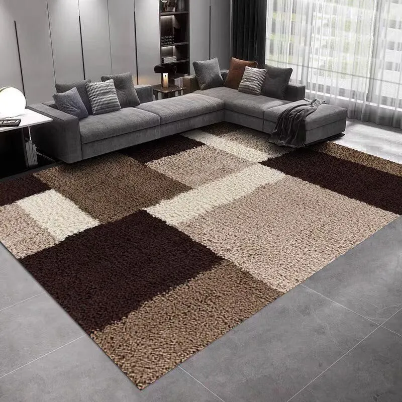 GENERICO - ALFOMBRA GRANDE 200X240 CASA MIO MARRON DISEÑO CUADRO 3D