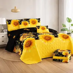 GENERICO - Cubrecama + Juego De Sabanas De 2 Plazas + Fundas Almohada - Multicolor - 2 Plazas